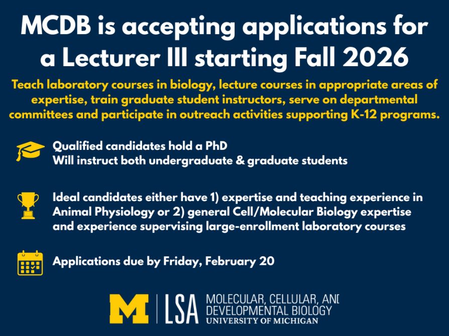 MCDB hiring Lecturer III