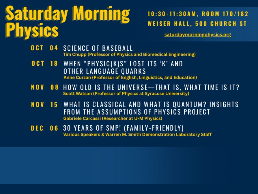 Saturday Morning Physics at the University of Michigan 