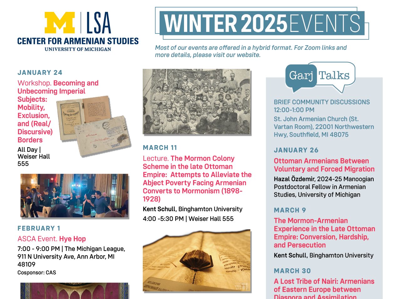 Image of the CAS Winter 2025 calendar of events