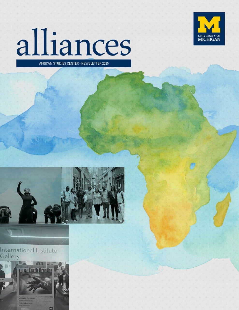 Alliances 2025 cover with the Africa map in water colored texture