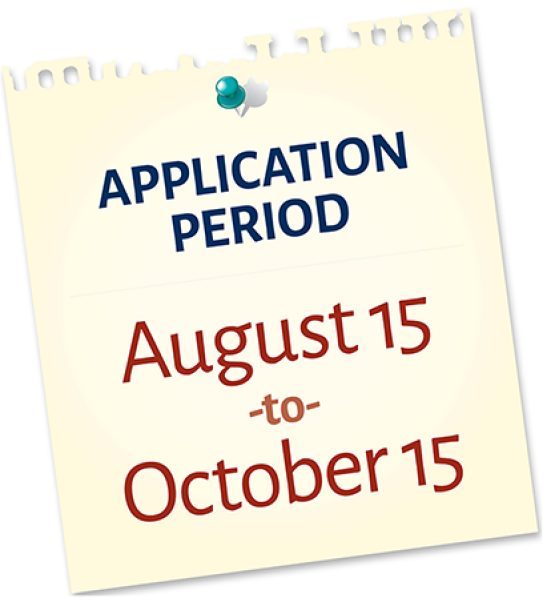 page from a notebook with info on application period from august 15 to october 15