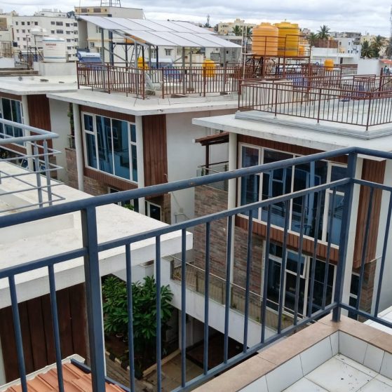 Modern rooftops in a crowded cityscape