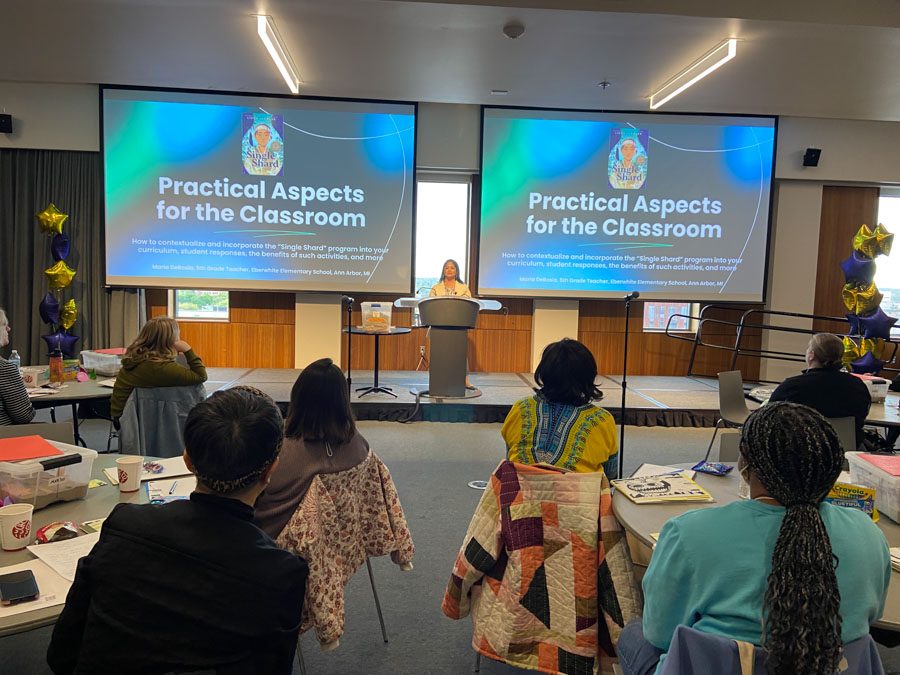 Maria DeRosia, a teacher from Eberwhite Elementary presents the Single Shared Experience