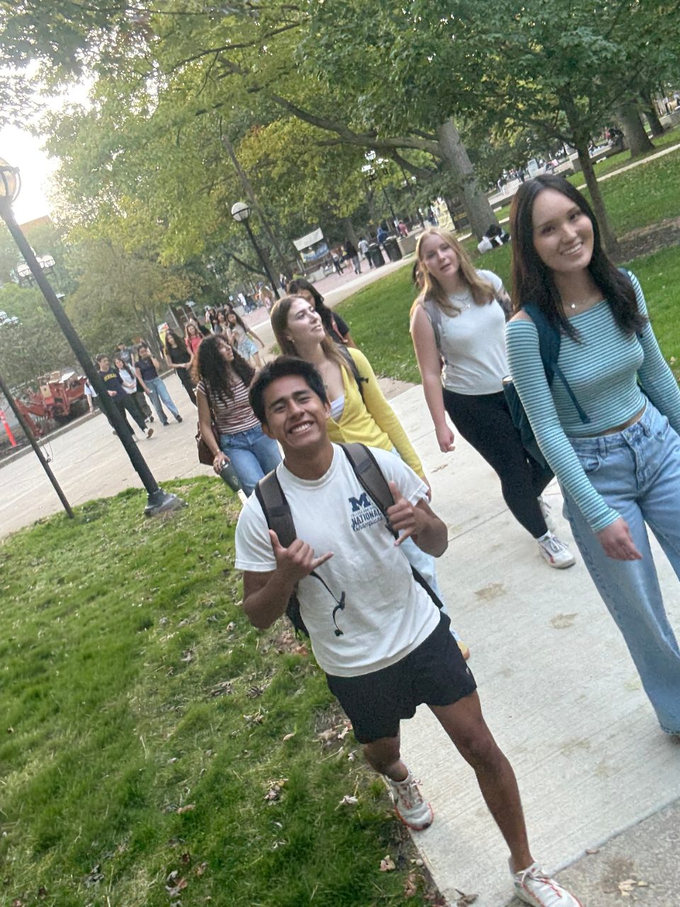 Students on their way to the networking class.