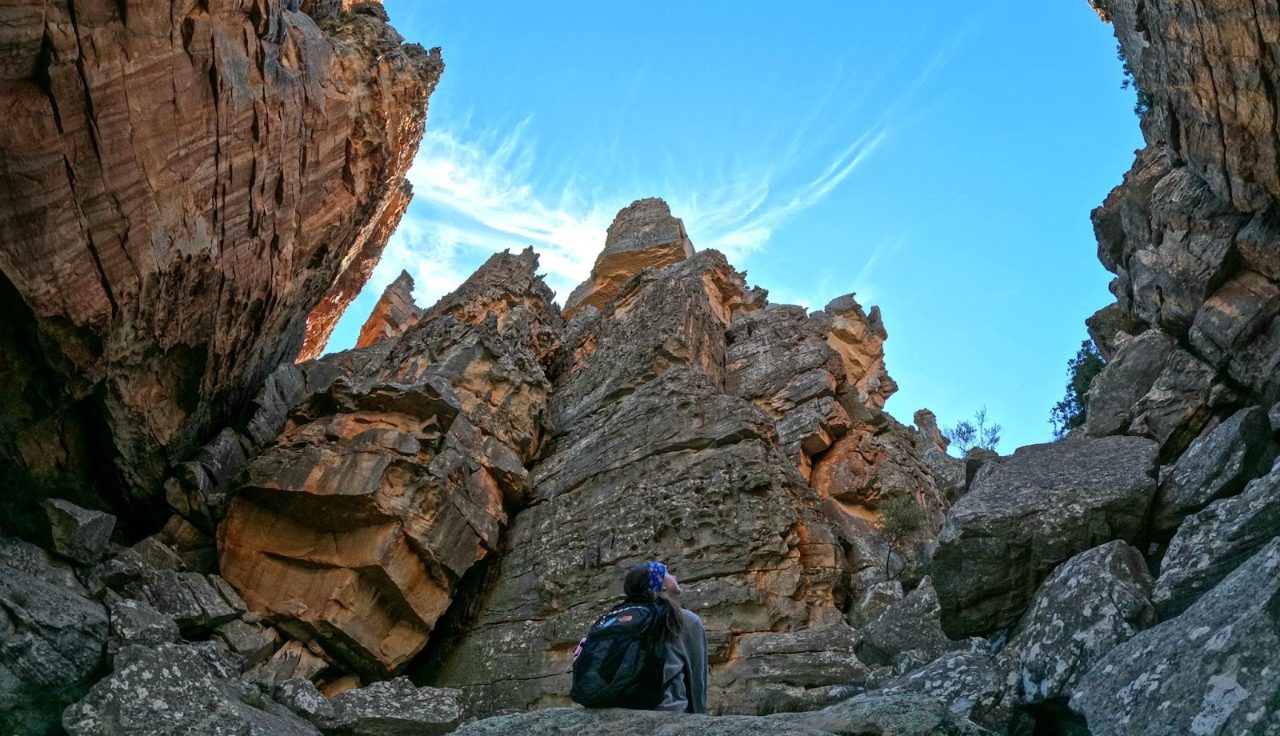 Alison in a canyon.