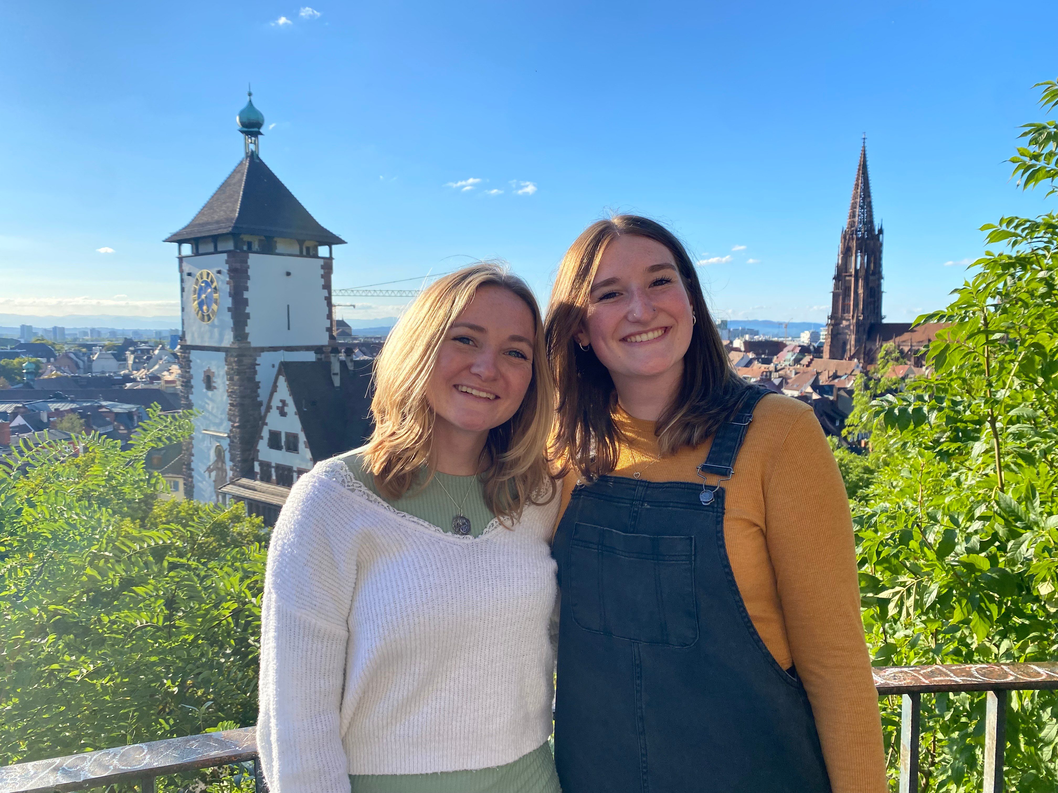 Mindy and a classmate at the top of Schlossberg