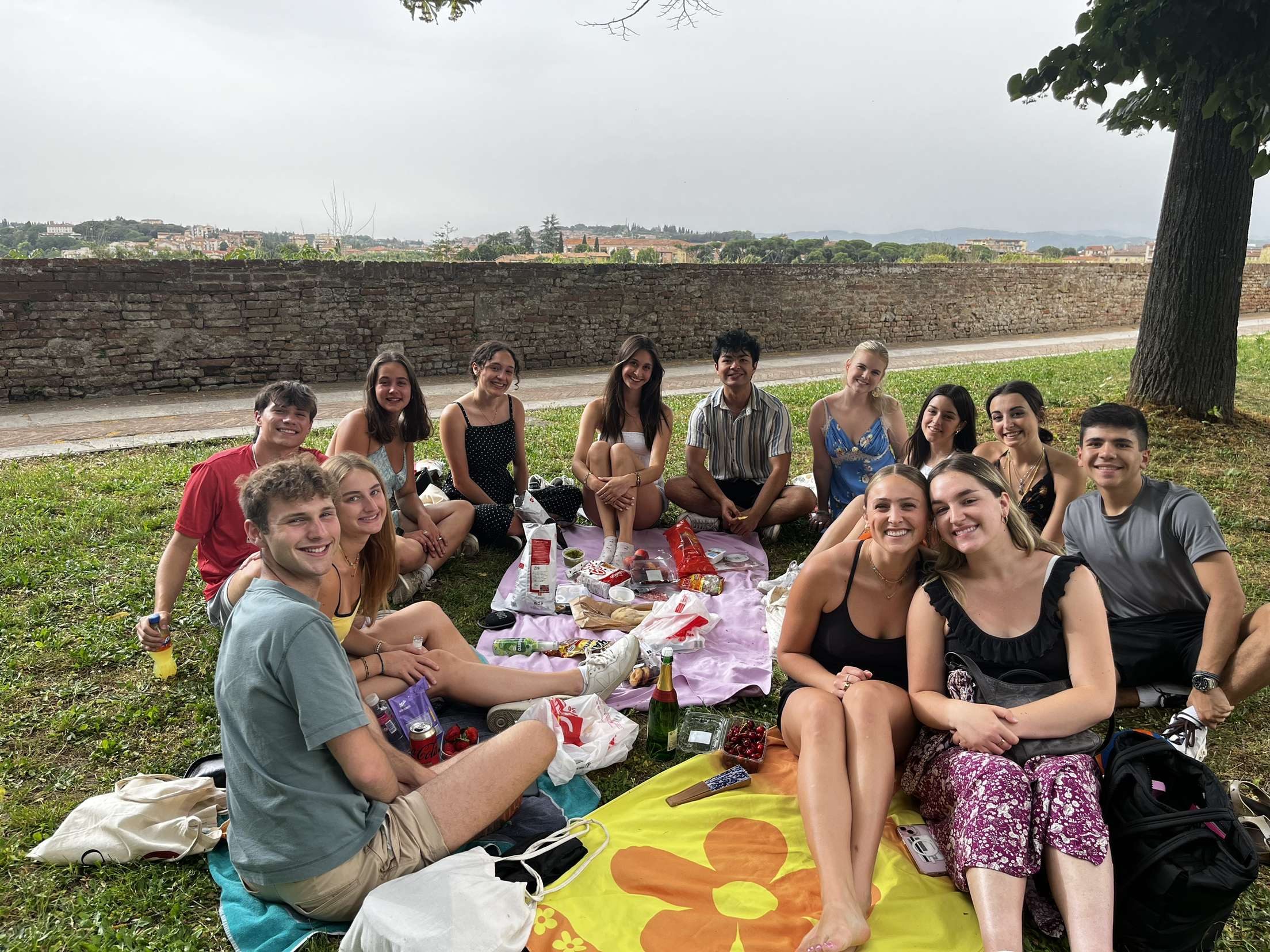 Juliana and classmates enjoying a picnic