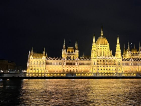 Budapest's Parliment Building aglow at night