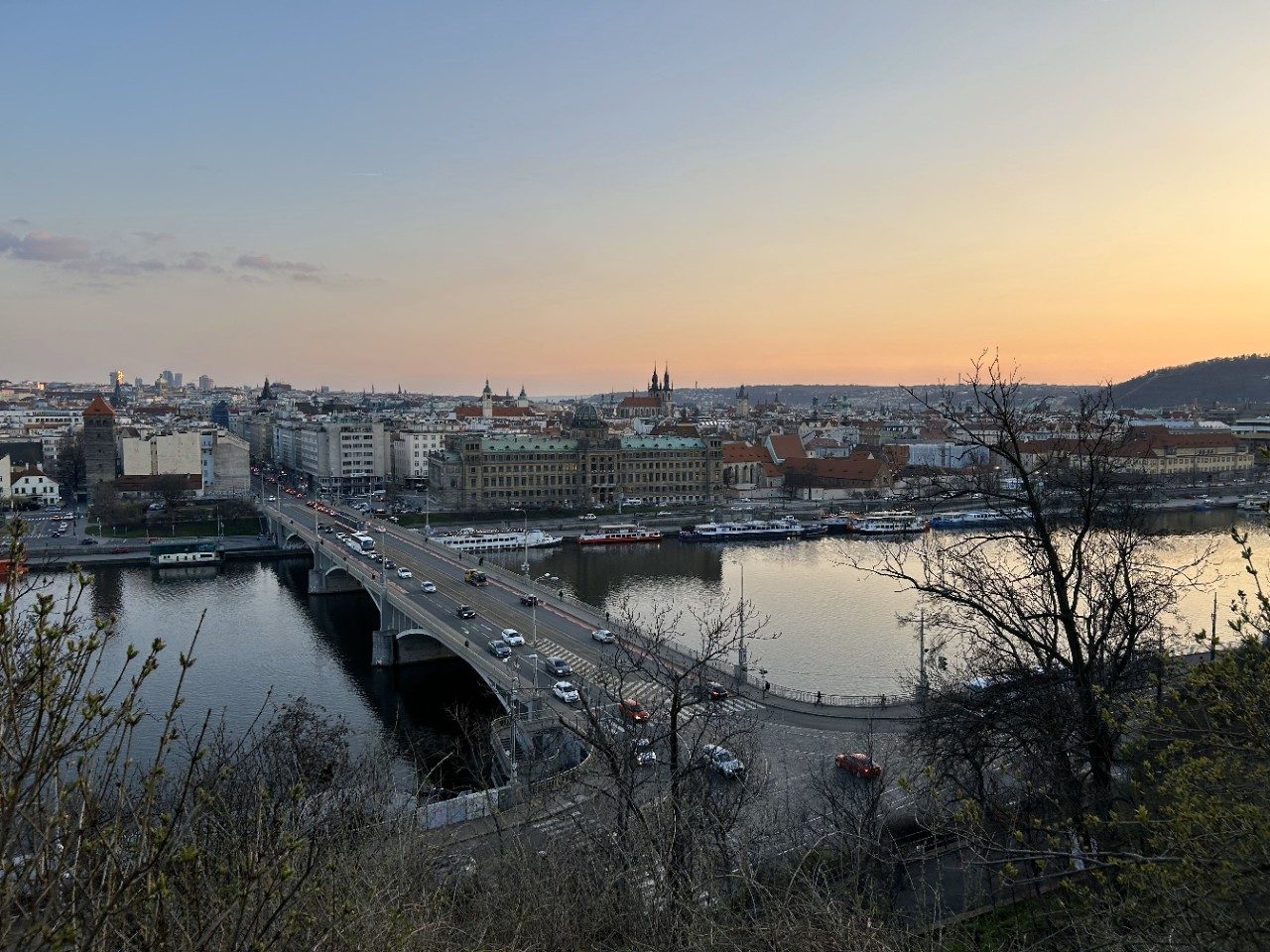 View from Letna Park of the Prague city center.