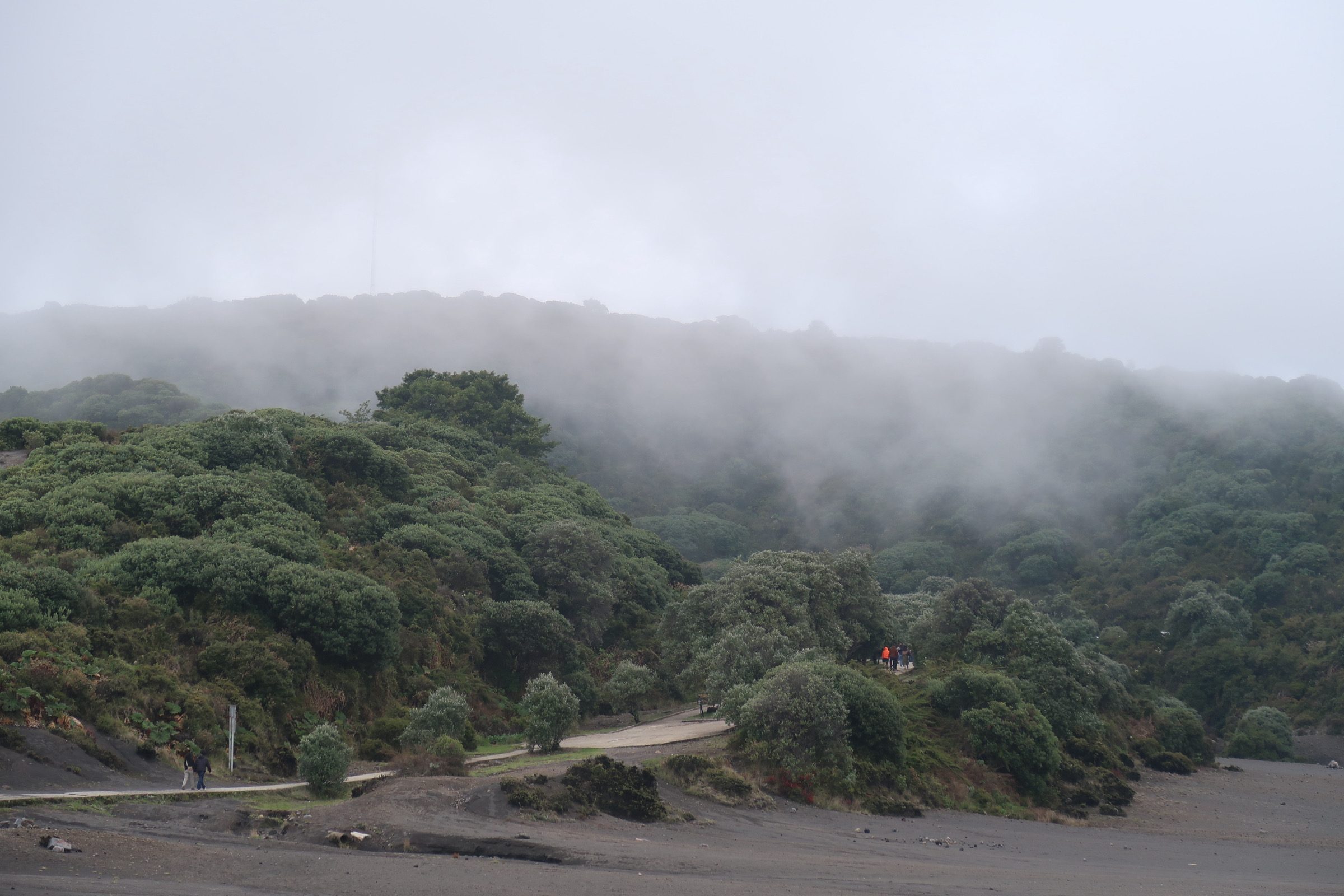foggy overlook of mountain landscape