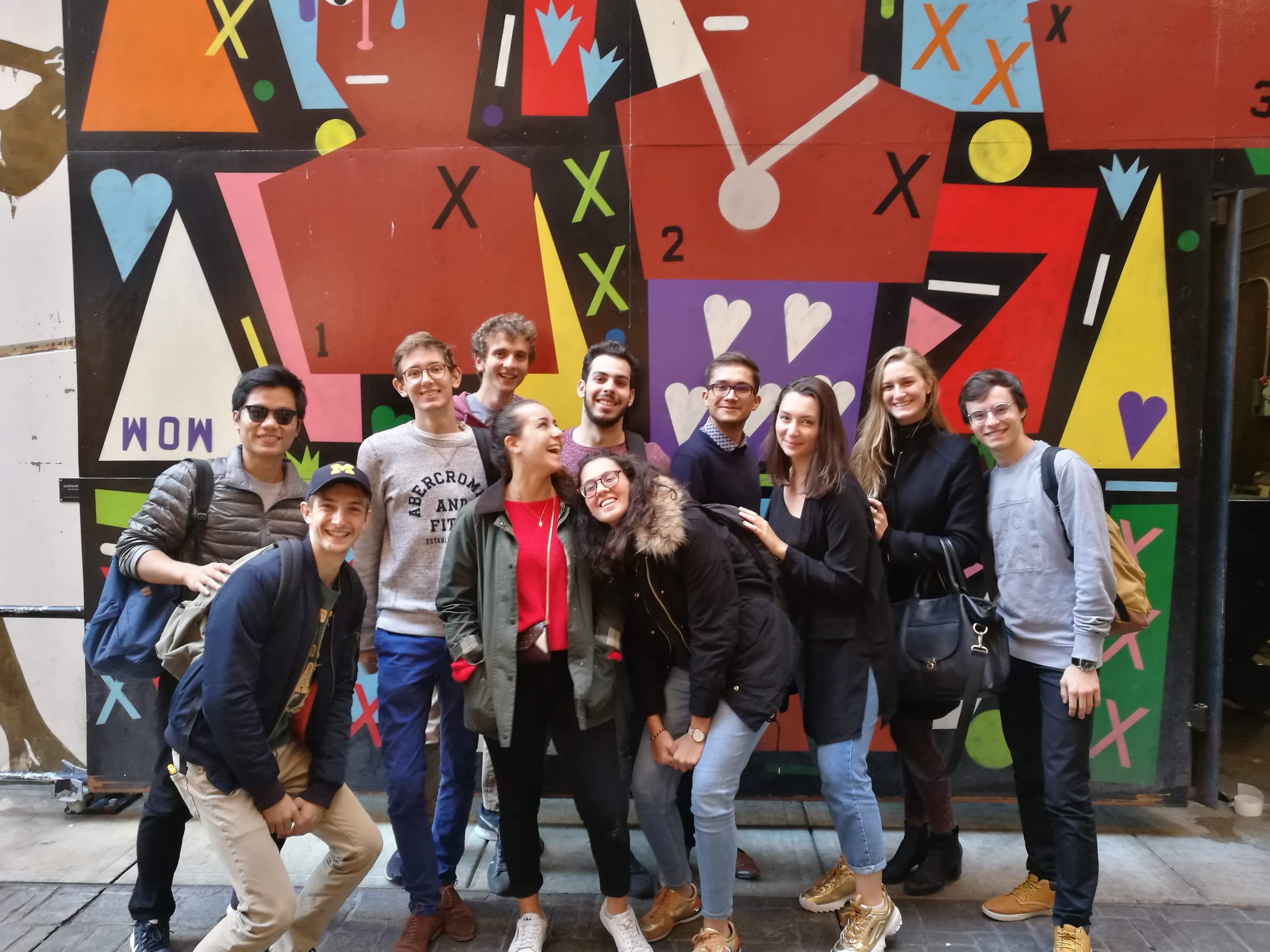 Exchange students posing in a group