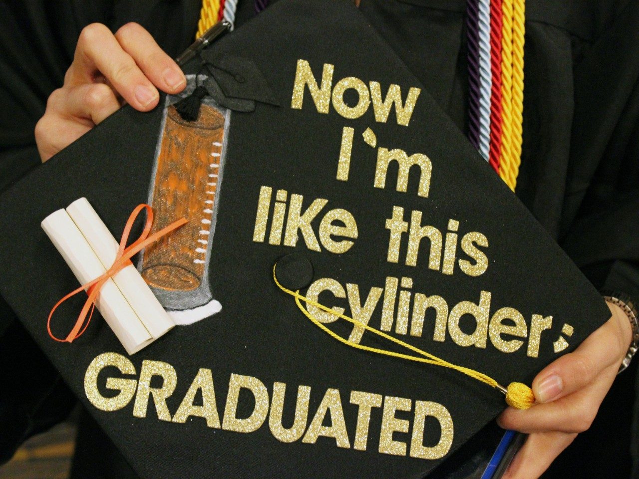 Marquee sign that says "Congratulations Chemistry Graduates"