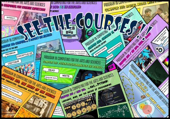 Image of our colorful course flyer overlapping and link to course description text