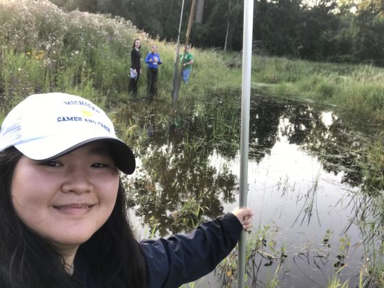 Katie Kinney collecting bats in Dr. Cody Thompson's lab, photo courtesy of Kinney.