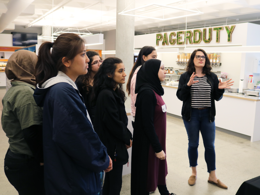 A group of students taking a tour of Pagerduty