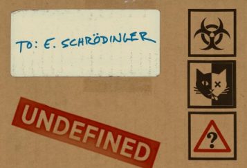Cover of LSA magazine design as a box being mailed to E. Schrodinger