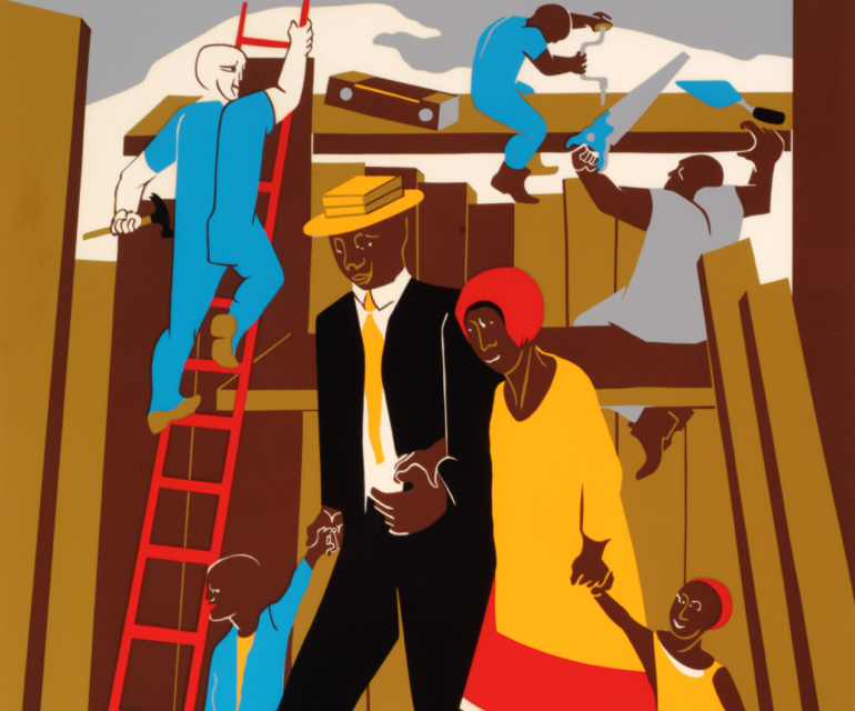 Jacob Lawrence's "Builders (The Family)"