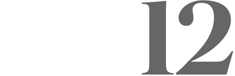 A stylized number 12.
