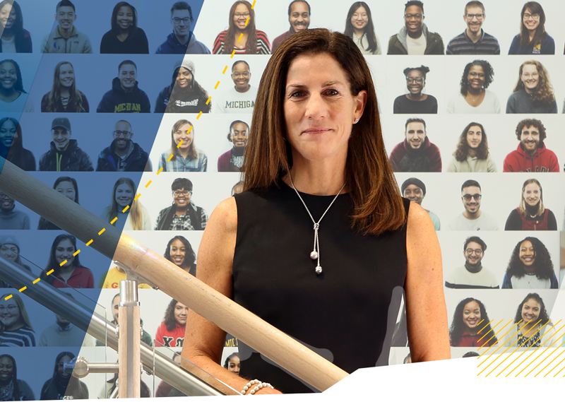 LSA Dean Anne Curzan standing in the Trotter Multicultural Center.
