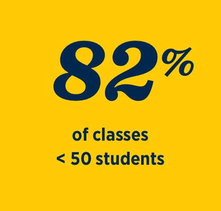 82% of classes have less than 50 students.