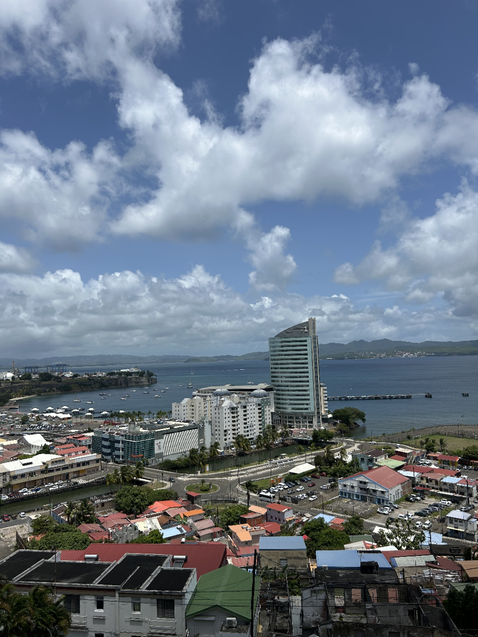 A birds-eye view of the harbor in the city of Fort-de-France, Martinique