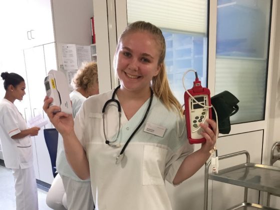 Rachael Rowley at her hospital internship, summer 2017