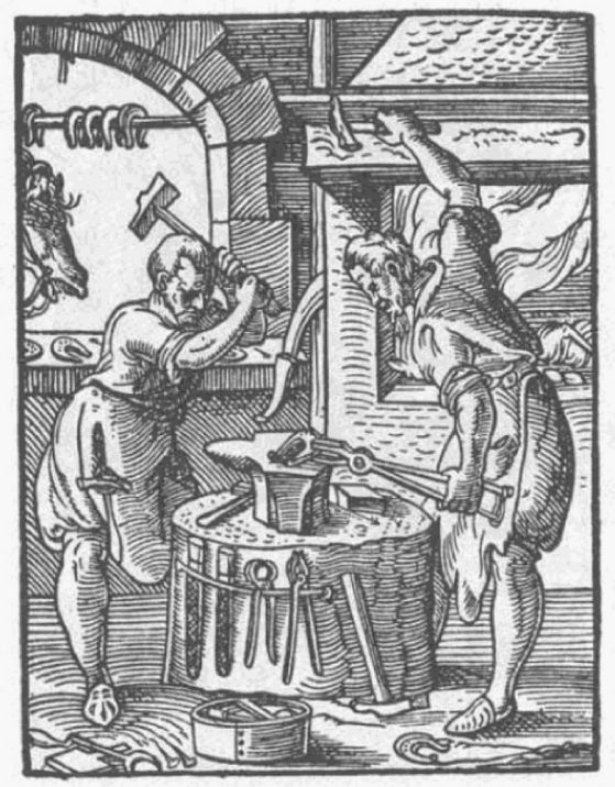 Medieval blacksmiths illustration by  Jost Amman, 1568.