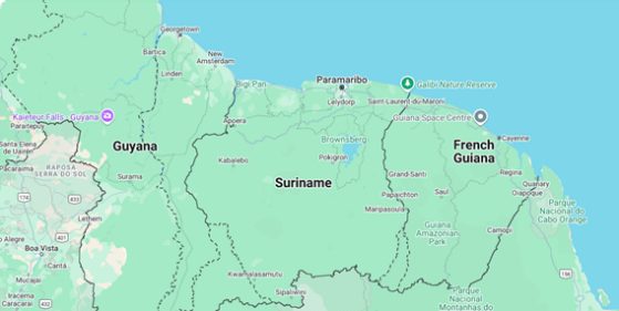 map of Suriname