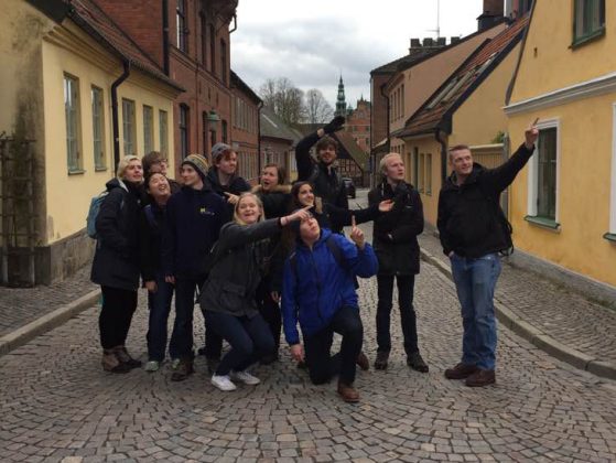 Swedish Students touring landmarks in Sweden on the Spring Break Study Tour.