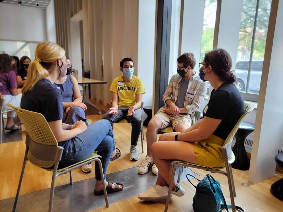GSP student leaders participate in small group discussion during the Fall Leadership Retreat