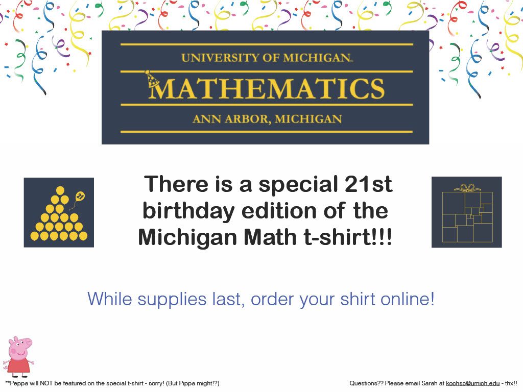 21st Birthday Edition of the Michigan Math T-shirt