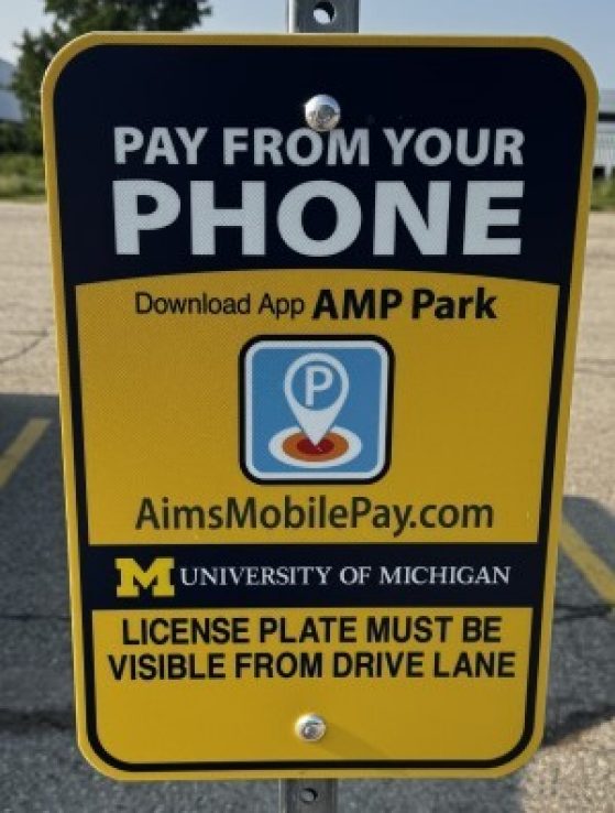Parking Sign Located at RMC with Payment Instructions