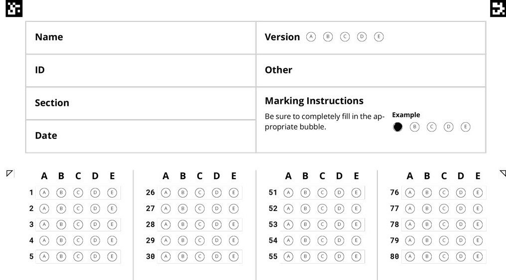 Image of a Bubble Sheet in Gradescope