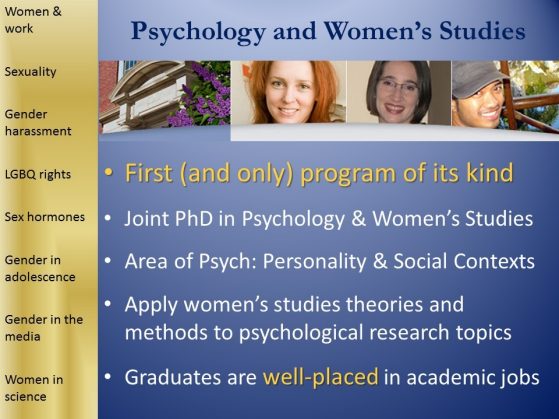 Psych and Women's Studies slide with overview