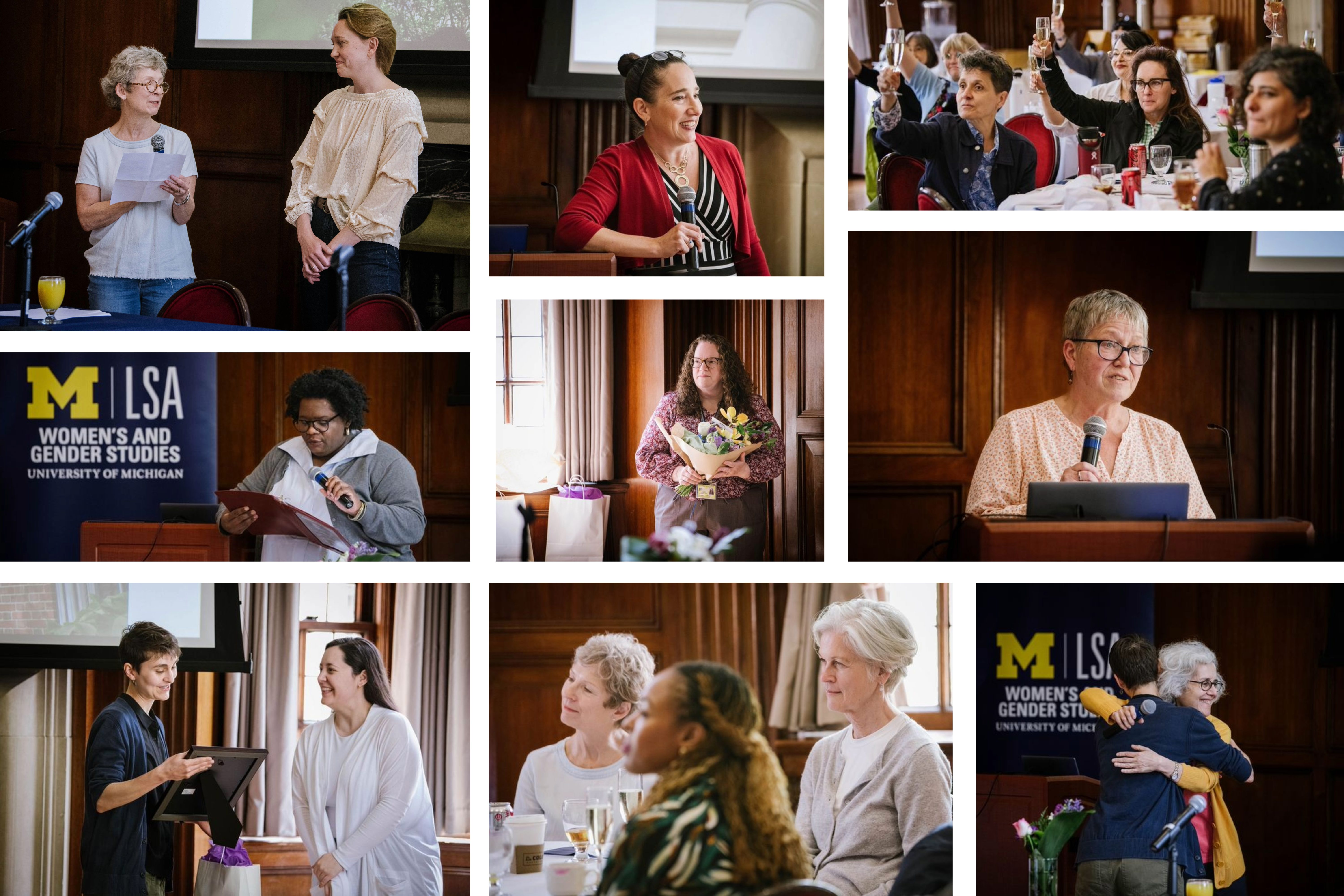 Collage featuring WGS staff, professors, and graduating PhD students