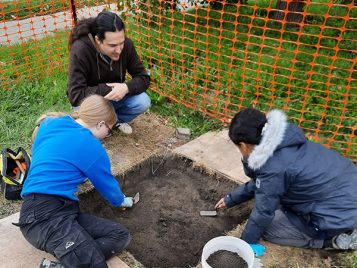 Student working on excavations