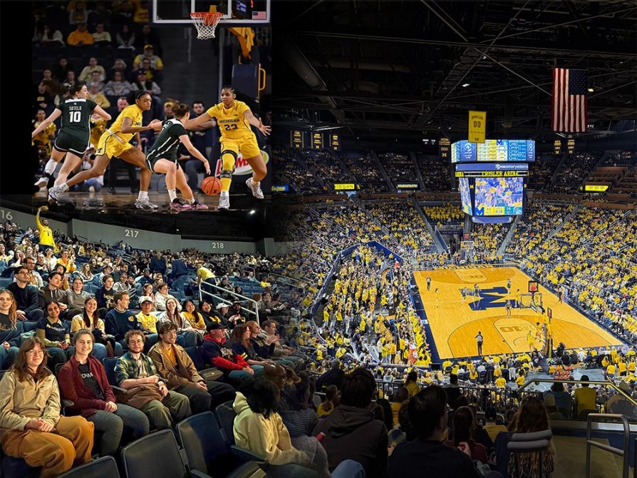 Chemistry grad students enjoying UM vs MSU Women's Basketball game  2/15/2026 