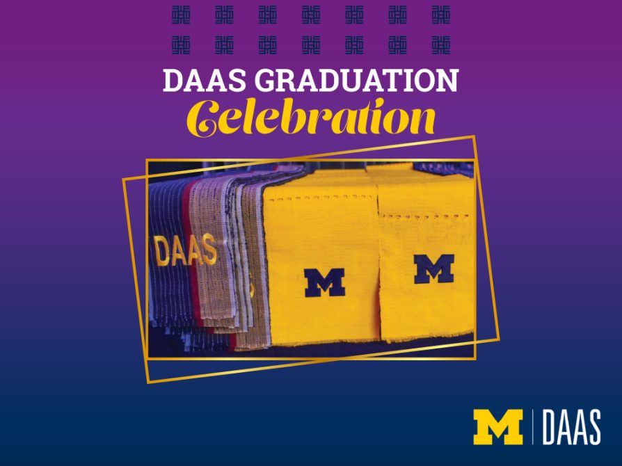 U-M Department of Afroamerican and African Studies 2026 Graduation Celebration. Photograph of Aso oke, the traditional Nigerian cloth sashes given to department graduates.