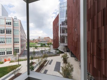 A drawing of the BSB toward central campus