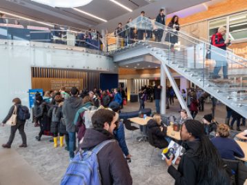 Students in the new LSA Building addition.