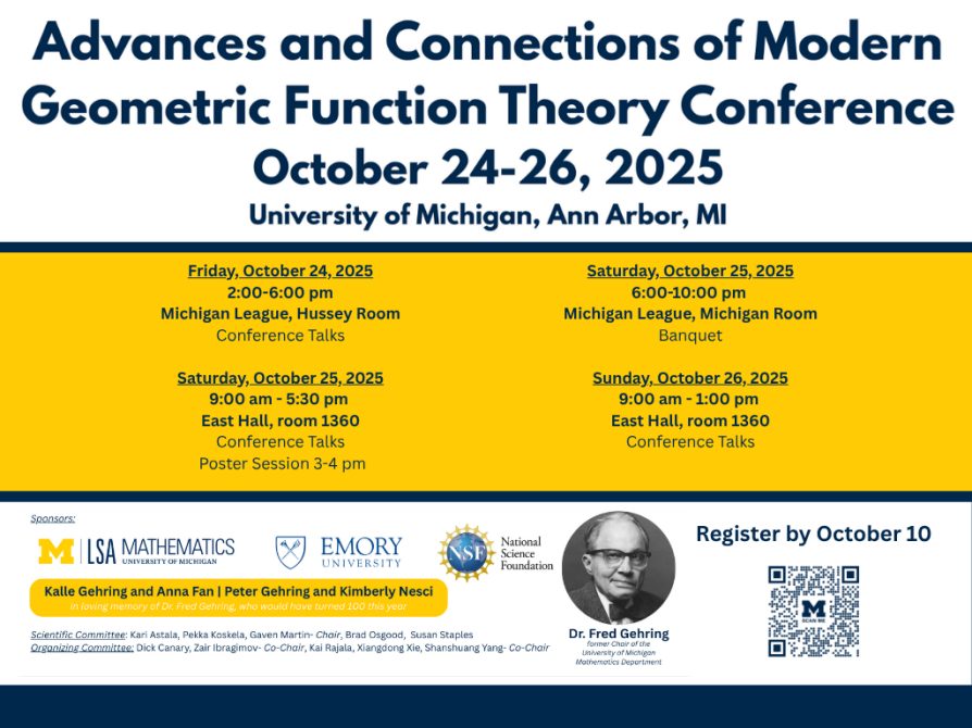Advances and Connections of Modern Geometric Function Theory Conference-October 24-26, 2025 
