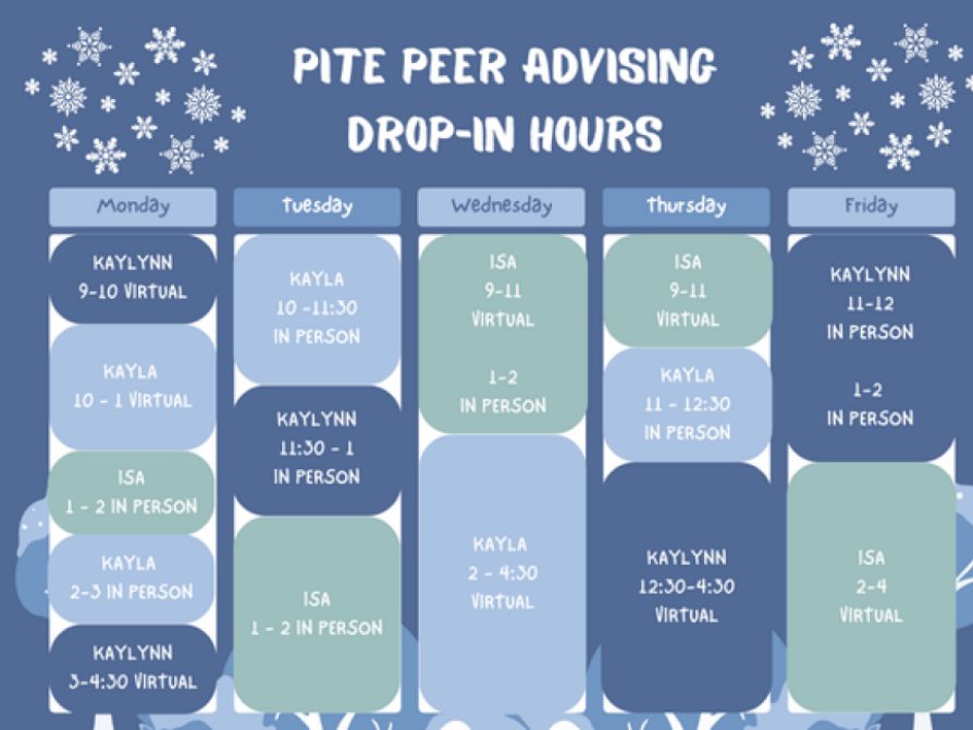 Peer Advising Drop-In Schedule and Zoom Link 