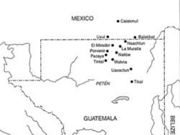 Line drawn map of Guatemala.
