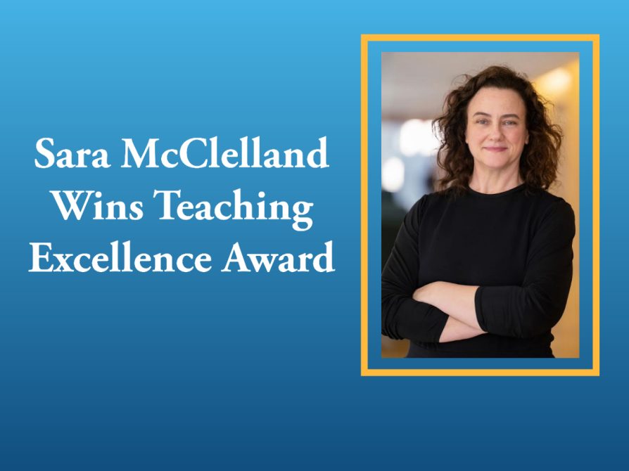 Sara McClelland's headshot featured next to her award announcement
