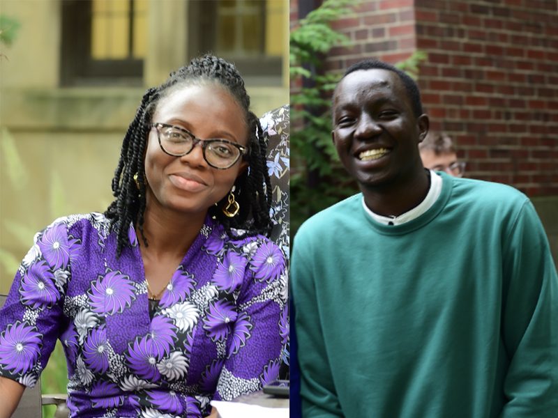 Side-by-side photos of FLTAs Abiola Afolayan (L) and Daudi Abuya (R)