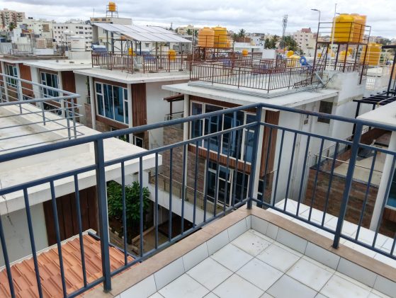 Modern rooftops in a crowded cityscape
