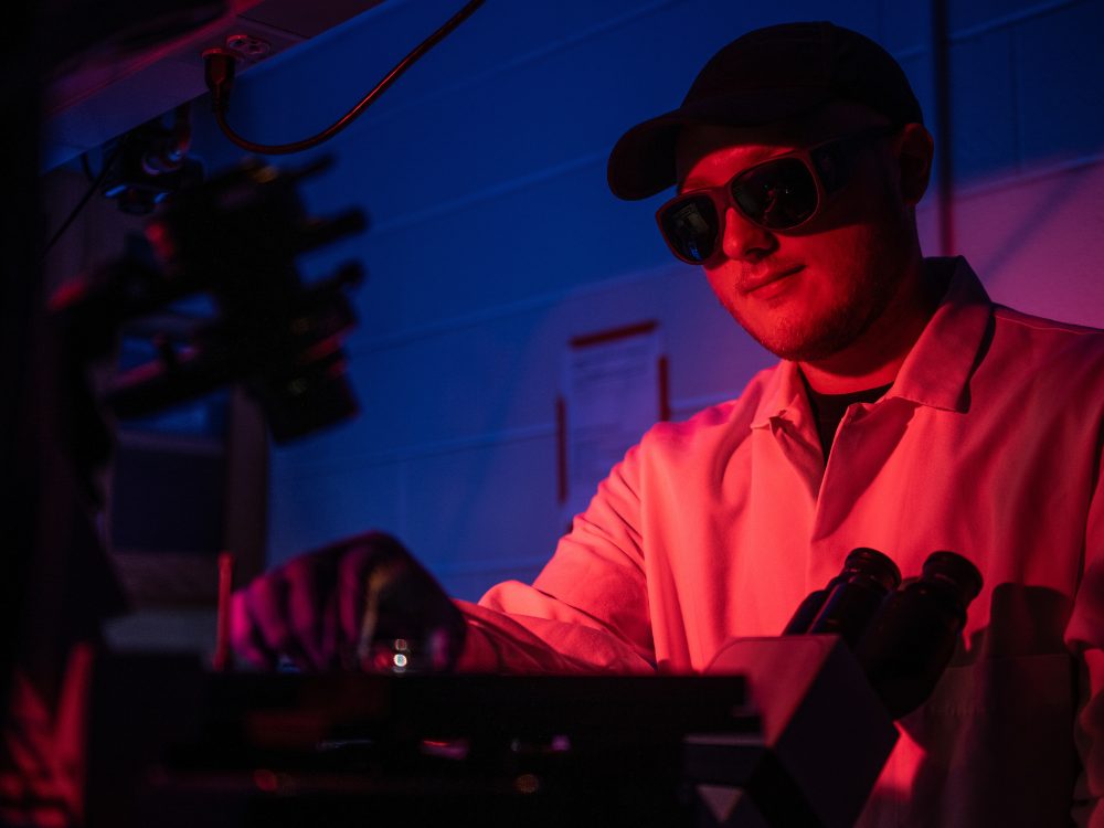 Student using machine