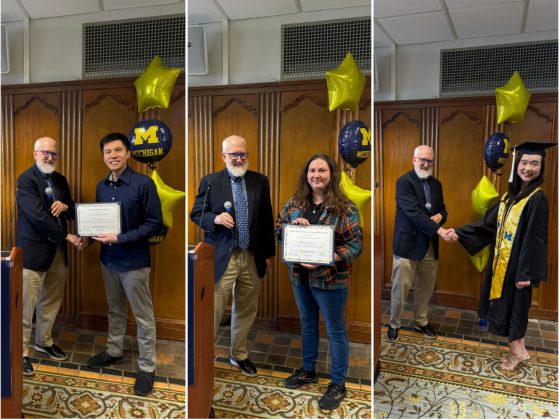 Award winners for 2025 biophysics awards posing with Dr. Penner-Hahn.