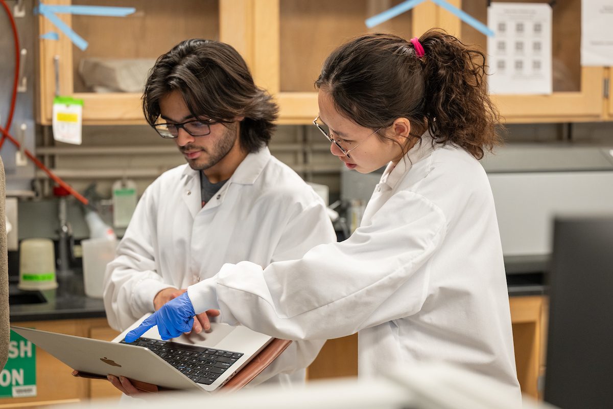 student working in Biophysics