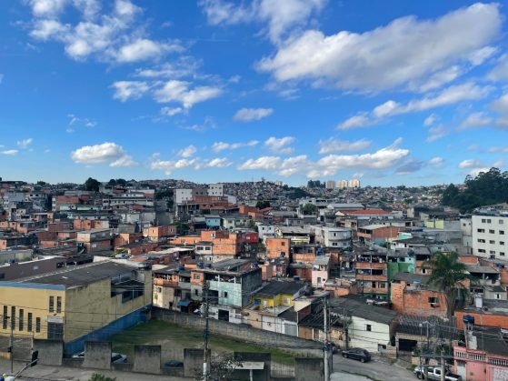 View of Brazil from Faith's perspective on her experience, showing the many colorful buidlings of the city. 